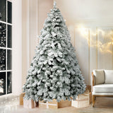 Jingle Jollys Christmas Tree 2.4m Snow Flocked Xmas Tree Decorations 1165 Tips - Close-Up Angle
