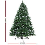 Jingle Jollys Christmas Tree 2.4m Snowy Xmas Tree Decoration 1225 Tips - Front View