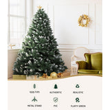 Jingle Jollys Christmas Tree 2.4m Snowy Xmas Tree Decoration 1225 Tips - Top-Down View