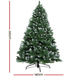 Jingle Jollys Christmas Tree 2.4m Snowy Xmas Tree Decoration 1225 Tips - Front View