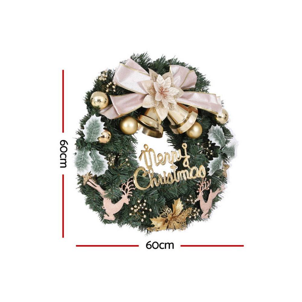 Festive Cheer 60CM Christmas Garland with Ornaments and Reindeer Decor