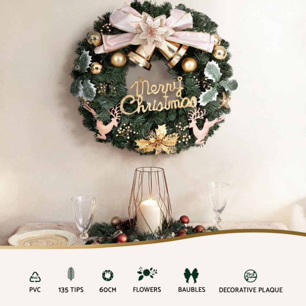 Festive Cheer 60CM Christmas Garland with Ornaments and Reindeer Decor