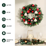 Jingle Jollys LED-Illuminated Christmas Wreath 40CM with Festive Ornaments - Top-Down View