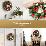 Jingle Jollys LED-Illuminated Christmas Wreath 40CM with Festive Ornaments - Rear View