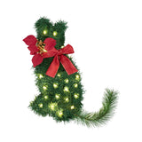 Jingle Jollys Cat Christmas Wreath Pre-lit 20 LED Xmas Decor Bow Flower 35x30cm - Side View