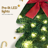 Jingle Jollys Cat Christmas Wreath Pre-lit 20 LED Xmas Decor Bow Flower 35x30cm - Rear View