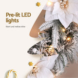Jingle Jollys 60cm Pre-Lit Christmas Wreath with Snow-Flocked Design and LED Lights - Rear View