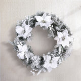 Jingle Jollys 60cm Pre-Lit Christmas Wreath with Snow-Flocked Design and LED Lights - Close-Up Angle
