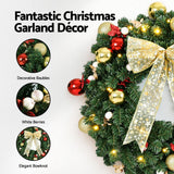 Jingle Jollys Christmas Wreath 60CM LED Garland Berries Bow Baubles Xmas Decor - Top-Down View