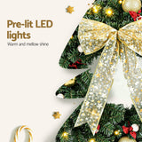 Jingle Jollys Christmas Wreath 60CM LED Garland Berries Bow Baubles Xmas Decor - Rear View