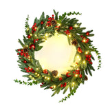 Jingle Jollys Christmas Wreath 60CM LED Garland Berries Pine Cones Party Decor - Side View