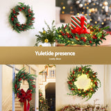 Jingle Jollys Christmas Wreath 60CM LED Garland Berries Pine Cones Party Decor - 45-Degree Angle