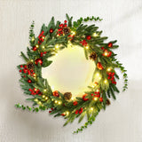 Jingle Jollys Christmas Wreath 60CM LED Garland Berries Pine Cones Party Decor - Close-Up Angle