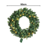 Jingle Jollys 60cm Pre-Lit Christmas Wreath GarlandsWarm White LED Light Door Wreaths Battery Timer - Front View