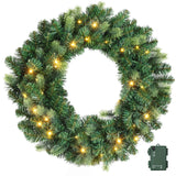 Jingle Jollys 60cm Pre-Lit Christmas Wreath GarlandsWarm White LED Light Door Wreaths Battery Timer - Top-Down View