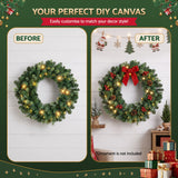 Jingle Jollys 60cm Pre-Lit Christmas Wreath GarlandsWarm White LED Light Door Wreaths Battery Timer - Low Angle