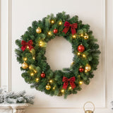 Jingle Jollys 60cm Pre-Lit Christmas Wreath GarlandsWarm White LED Light Door Wreaths Battery Timer - Extra Image