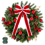 Jingle Jollys 60cm Pre-lit Christmas Wreath Garlands LED Light Front Door Decor Bow - Side View