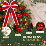 Jingle Jollys 60cm Pre-lit Christmas Wreath Garlands LED Light Front Door Decor Bow - Close-Up Angle
