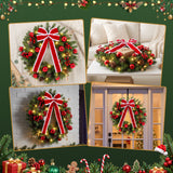 Jingle Jollys 60cm Pre-lit Christmas Wreath Garlands LED Light Front Door Decor Bow - Low Angle
