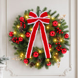 Jingle Jollys 60cm Pre-lit Christmas Wreath Garlands LED Light Front Door Decor Bow - Extra Image