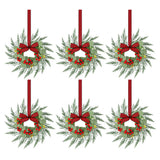 Jingle Jollys 6x Christmas Wreath Garland 26cm Pre-lit Wreaths Red Berries Bow