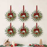 Jingle Jollys 6x Christmas Wreath Garland 26cm Pre-lit Wreaths Red Berries Bow - Extra Image