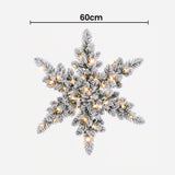 Jingle Jollys 60cm Flocked Snowflake Christmas Wreath Garland Pre-Lit 40 LED Light Decor - Front View