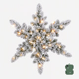 Jingle Jollys 60cm Flocked Snowflake Christmas Wreath Garland Pre-Lit 40 LED Light Decor - Top-Down View