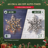 Jingle Jollys 60cm Flocked Snowflake Christmas Wreath Garland Pre-Lit 40 LED Light Decor - Rear View