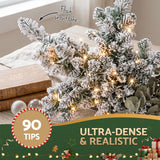 Jingle Jollys 60cm Flocked Snowflake Christmas Wreath Garland Pre-Lit 40 LED Light Decor - Close-Up Angle