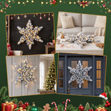 Jingle Jollys 60cm Flocked Snowflake Christmas Wreath Garland Pre-Lit 40 LED Light Decor - Low Angle