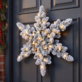 Jingle Jollys 60cm Flocked Snowflake Christmas Wreath Garland Pre-Lit 40 LED Light Decor - Extra Image