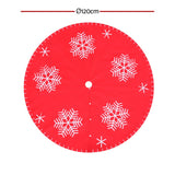 Festive Elegance 120cm Red Christmas Tree Skirt with Snowflake Design - Front View