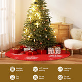 Festive Elegance 120cm Red Christmas Tree Skirt with Snowflake Design - Rear View