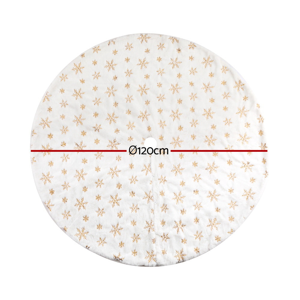 Elegant Sequin Snowflake Christmas Tree Skirt - 120cm Festive Decoration