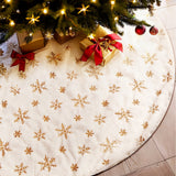 Elegant Sequin Snowflake Christmas Tree Skirt - 90cm White Holiday Decor - Close-Up Angle