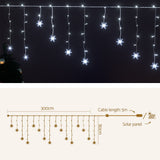 Jingle Jollys Christmas Lights 80 LED 3M Icicle Light Snow Decorations - Front View
