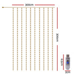 Jingle Jollys 3X3M Christmas Lights Curtain String Light 300 LED Warm White