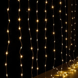Jingle Jollys 3X3M Christmas Lights Curtain String Light 300 LED Warm White - Side View