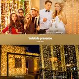 Jingle Jollys 3X3M Christmas Lights Curtain String Light 300 LED Warm White - 45-Degree Angle