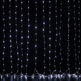 Jingle Jollys 3X3M Christmas Lights Curtain String Light 300 LED Cool White - Front View