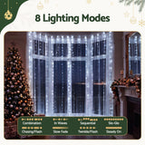 Jingle Jollys 3X3M Christmas Lights Curtain String Light 300 LED Cool White - Side View