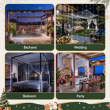 Jingle Jollys 3X3M Christmas Lights Curtain String Light 300 LED Cool White - 45-Degree Angle