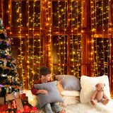 3X6M Christmas Lights Curtain Light Warm White 600 LED Jingle Jollys - Low Angle