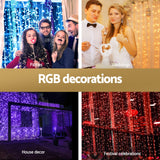 Magical 3x6M RGB LED Christmas Curtain Lights with Remote Control - 960 Bulbs for Festive Decor - Top-Down View