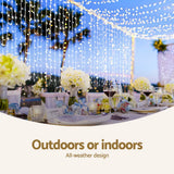 3X6M Christmas Lights Curtain Light Cool White 600 LED Jingle Jollys - Rear View