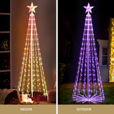 7ft Pre-Lit RGB LED Christmas Tree with 265 Fairy Lights for Festive Home Decor - 45-Degree Angle