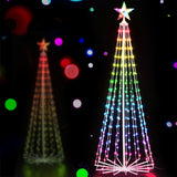 7ft Pre-Lit RGB LED Christmas Tree with 265 Fairy Lights for Festive Home Decor - Close-Up Angle