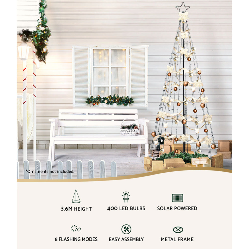 12ft Solar-Powered LED Christmas Tree with 400 Twinkling Lights